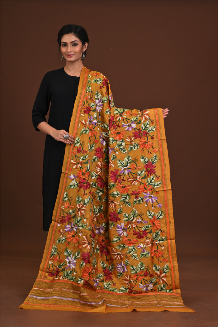 Pure Silk Kantha Dupatta