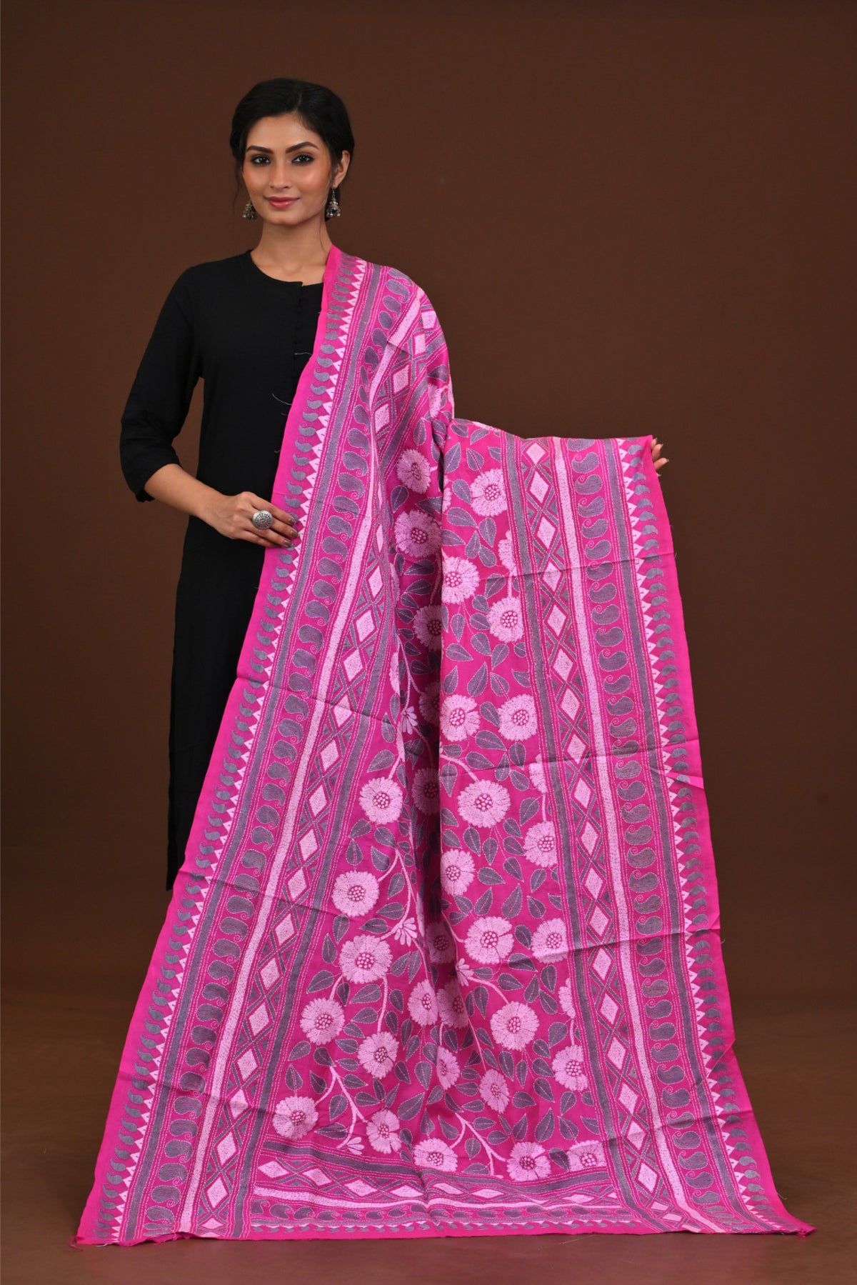 Pure Silk Kantha Dupatta