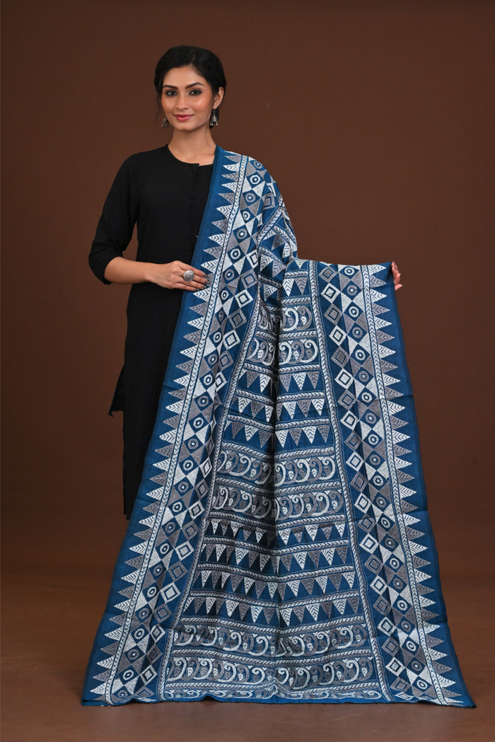 Pure Silk Kantha Dupatta