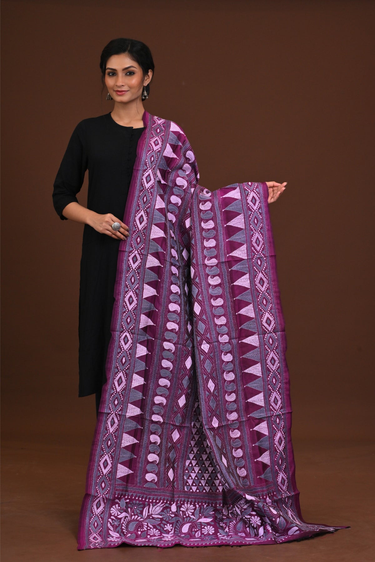Pure Silk Kantha Dupatta