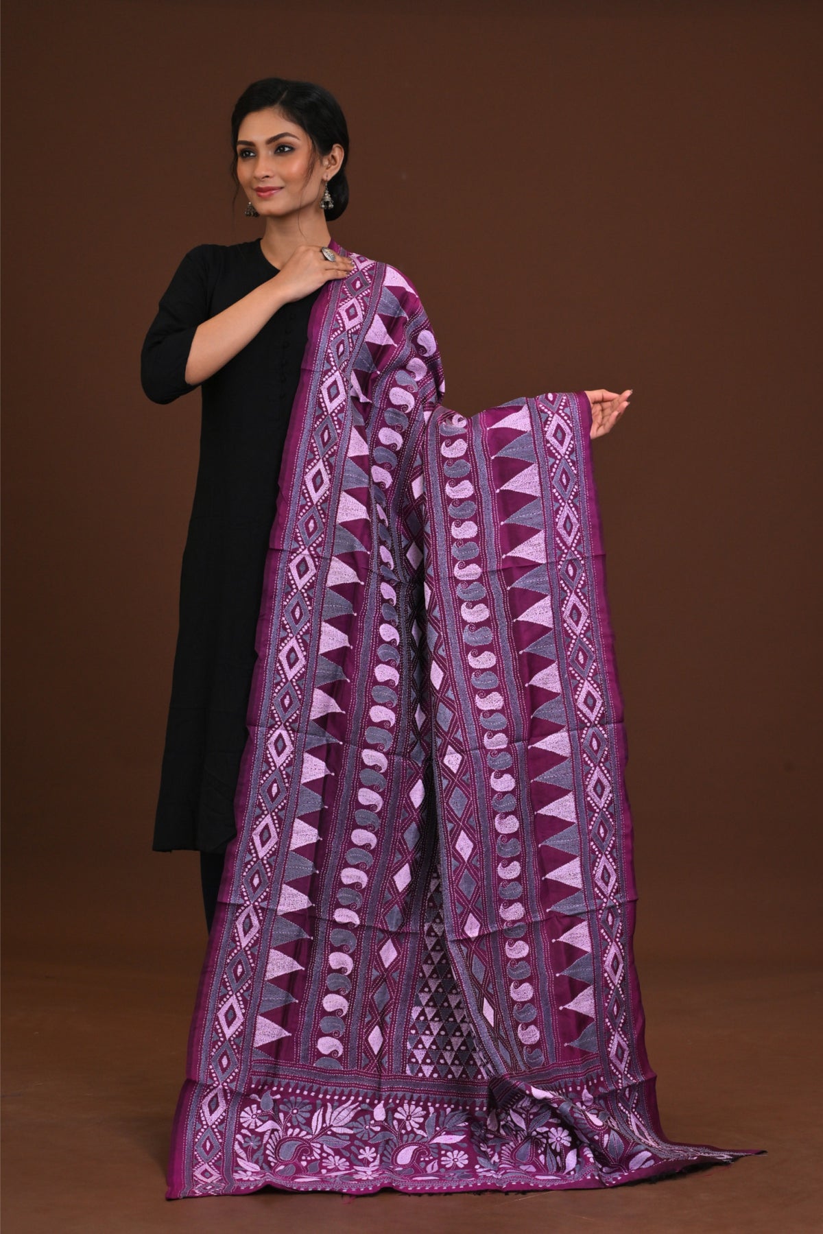 Pure Silk Kantha Dupatta