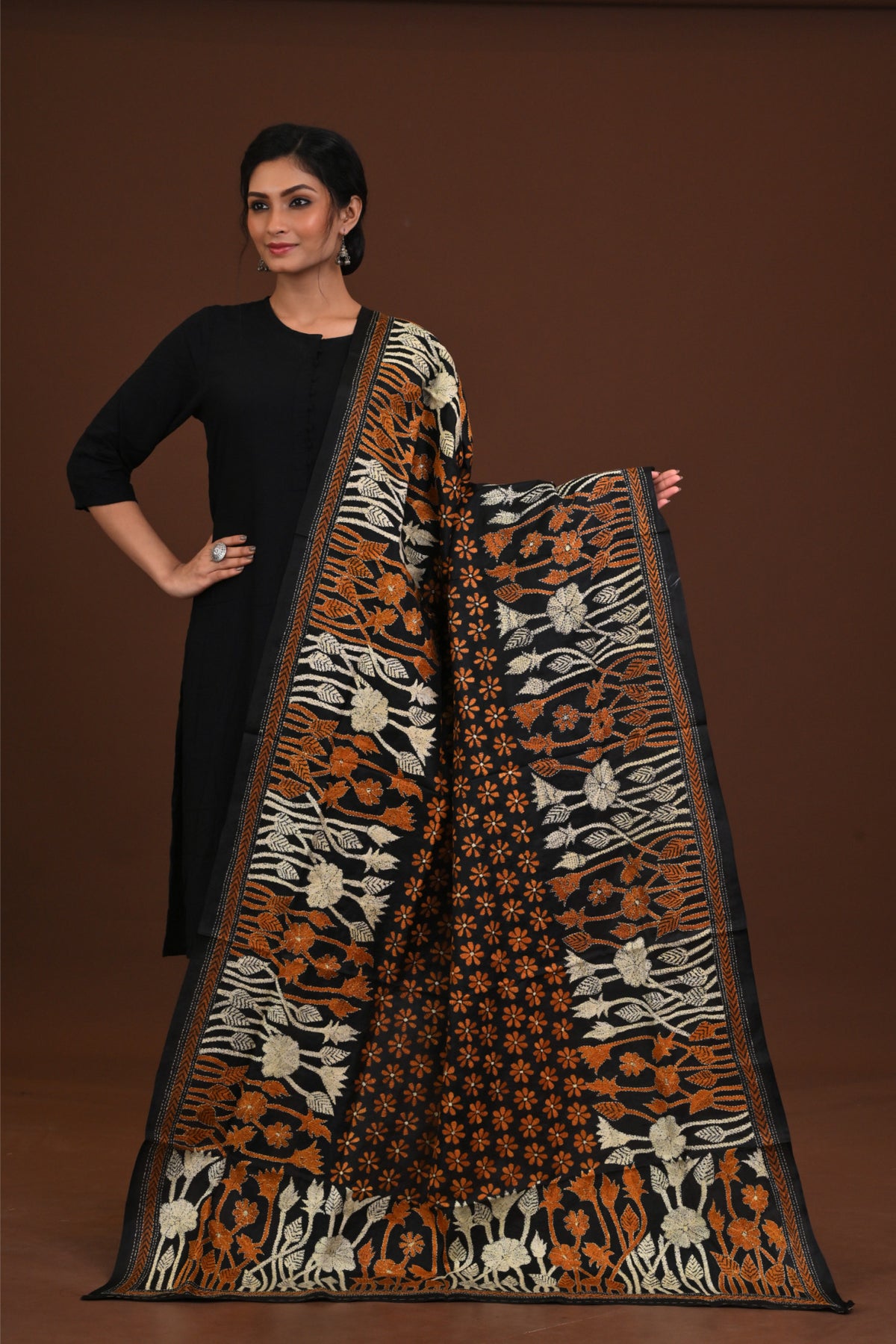 Pure Silk Kantha Dupatta