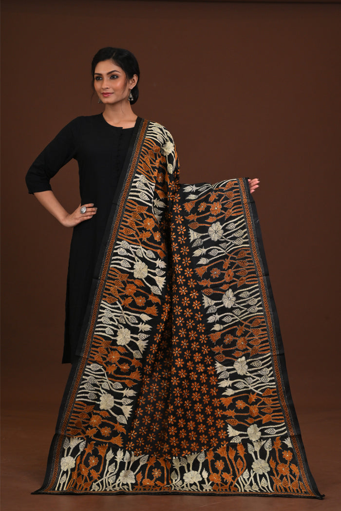 Pure Silk Kantha Dupatta