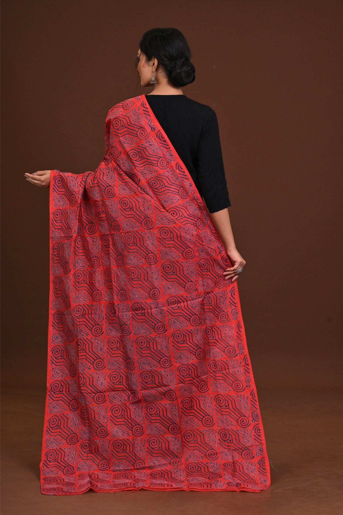 Silk Block Kantha Dupatta