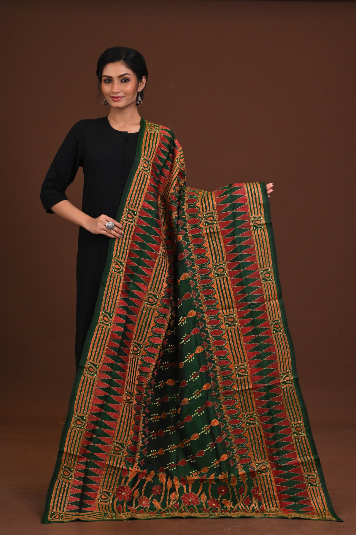 Pure Silk Kantha Dupatta