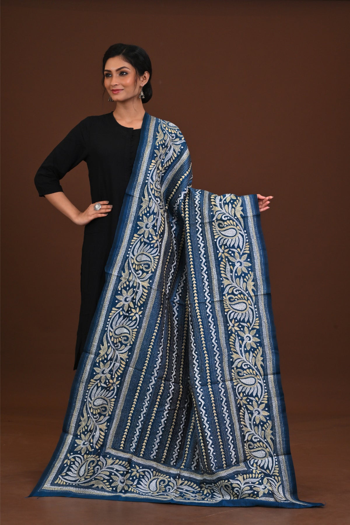 Pure Silk Kantha Dupatta