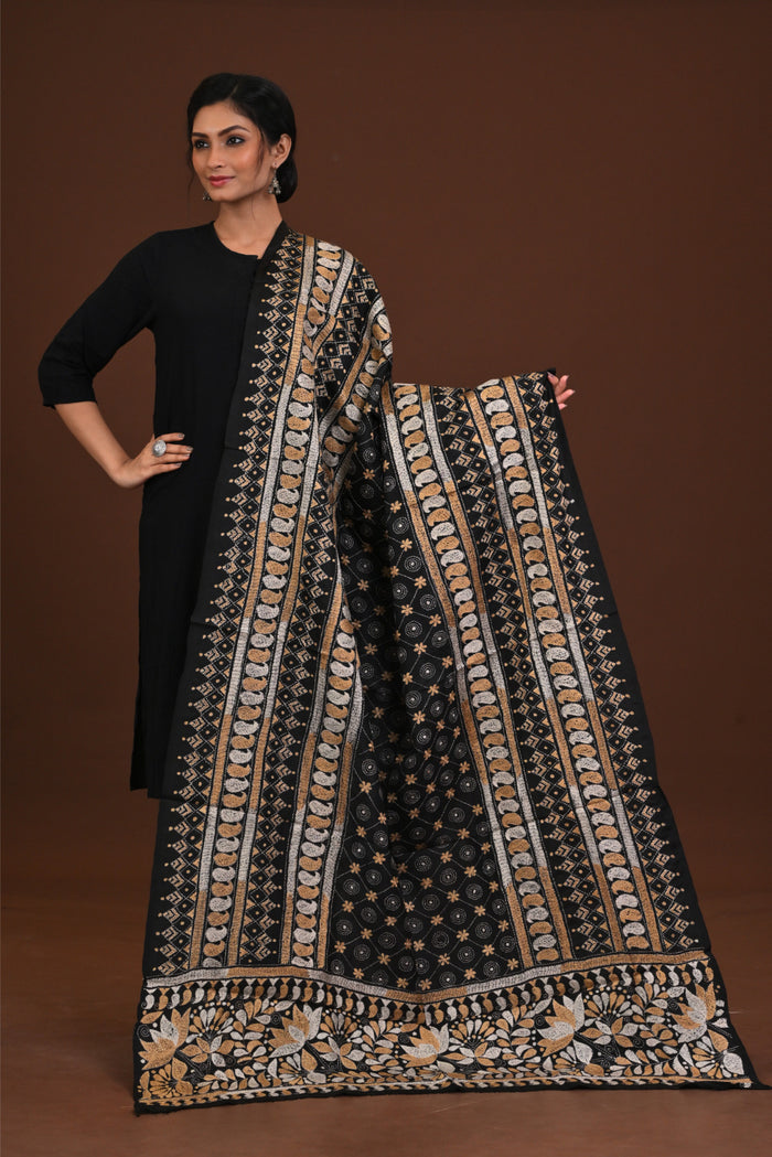 Pure Silk Kantha Dupatta