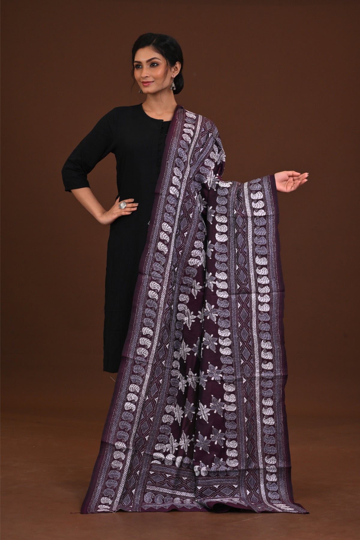 Pure Silk Kantha Dupatta