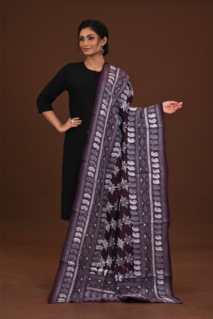 Pure Silk Kantha Dupatta