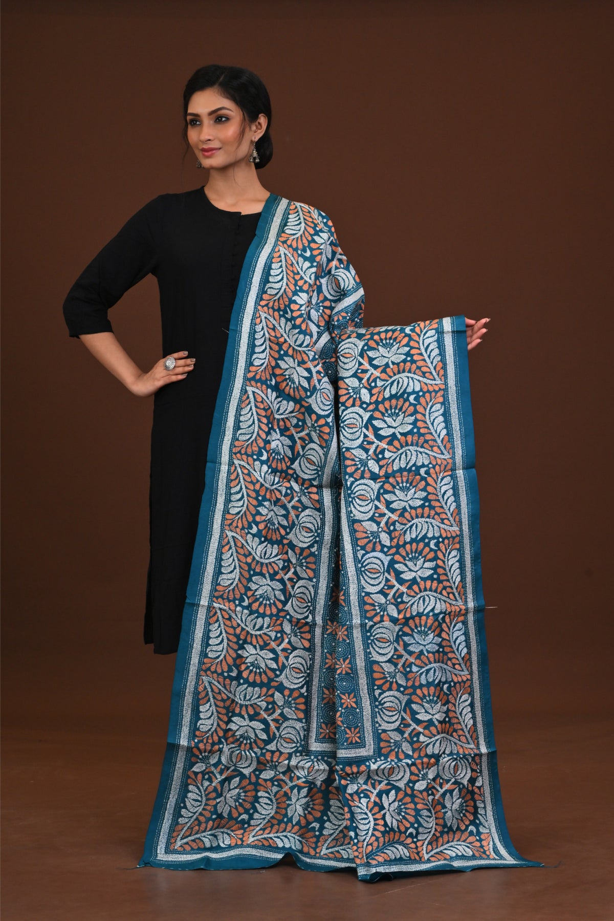 Pure Silk Kantha Dupatta
