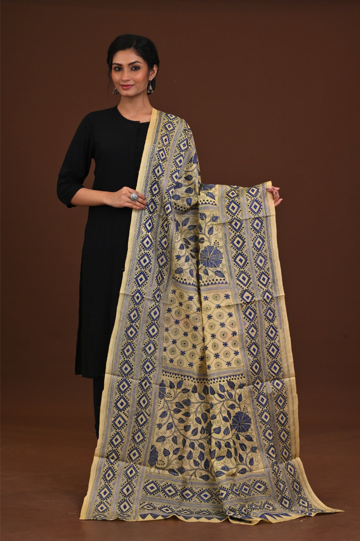 Pure Silk Kantha Dupatta