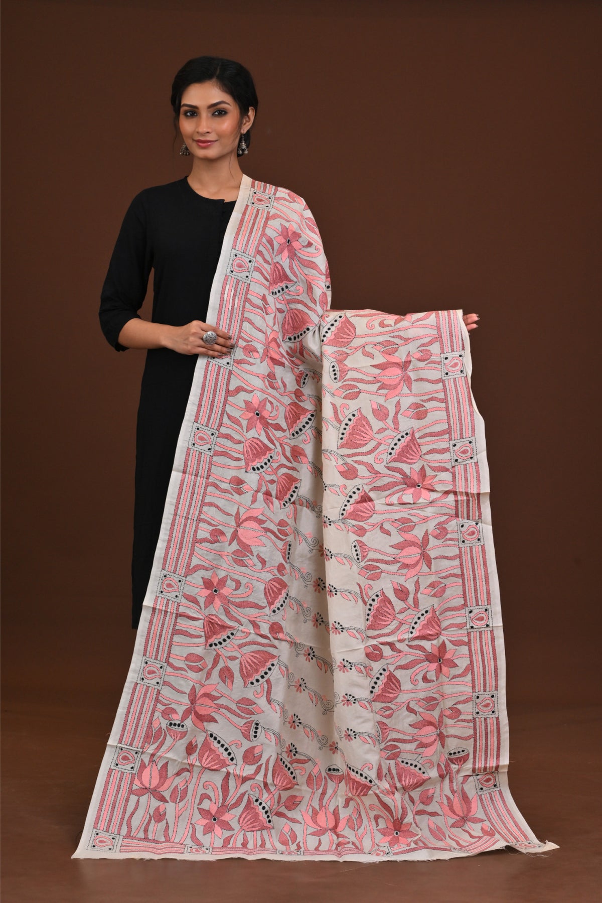 Pure Silk Kantha Dupatta