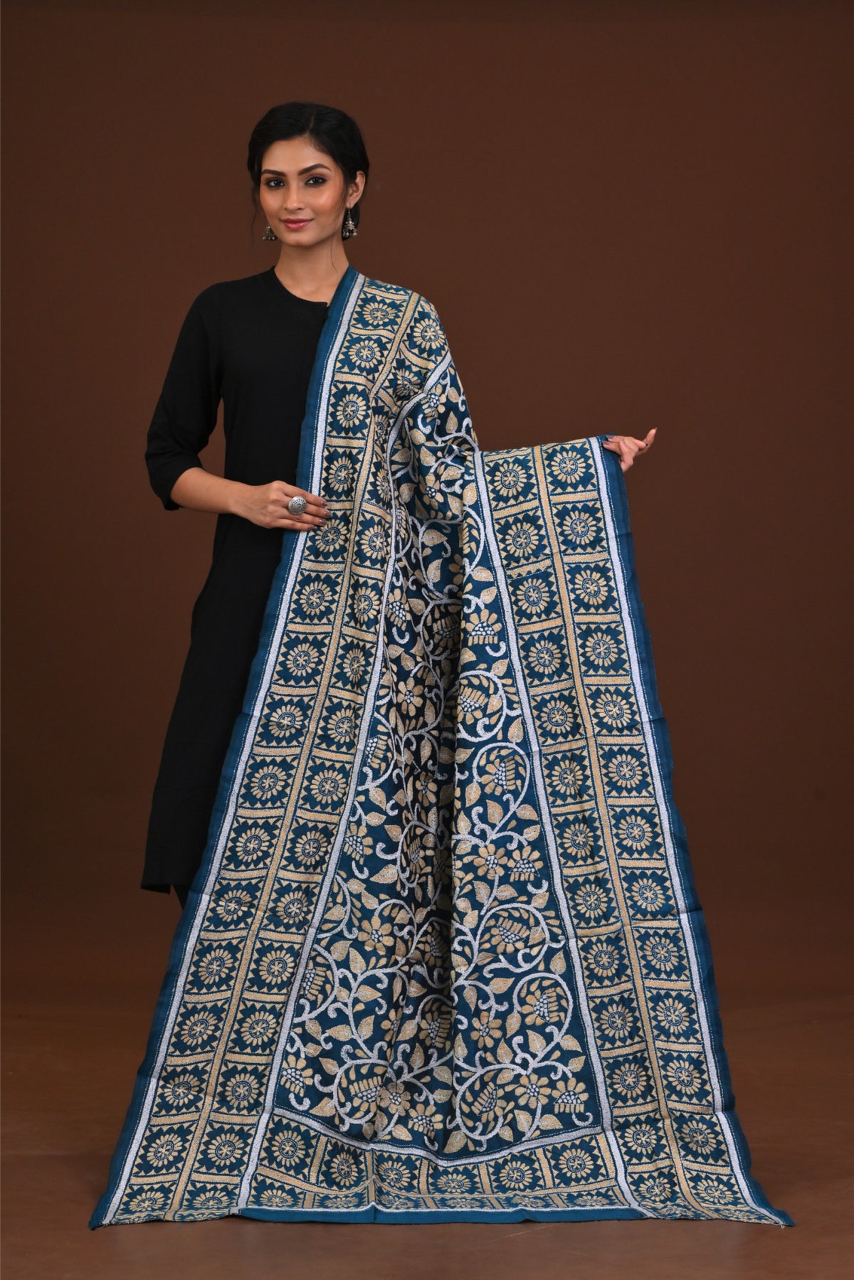Pure Silk Kantha Dupatta