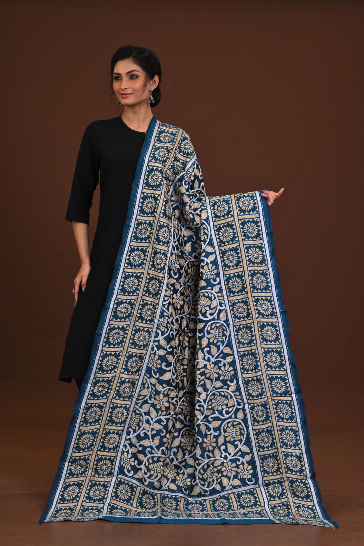 Pure Silk Kantha Dupatta