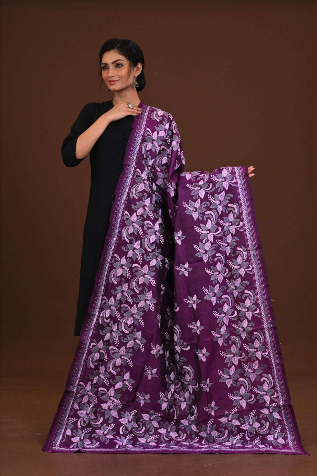 Pure Silk Kantha Dupatta