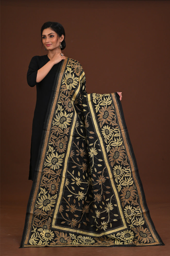 Pure Silk Kantha Dupatta