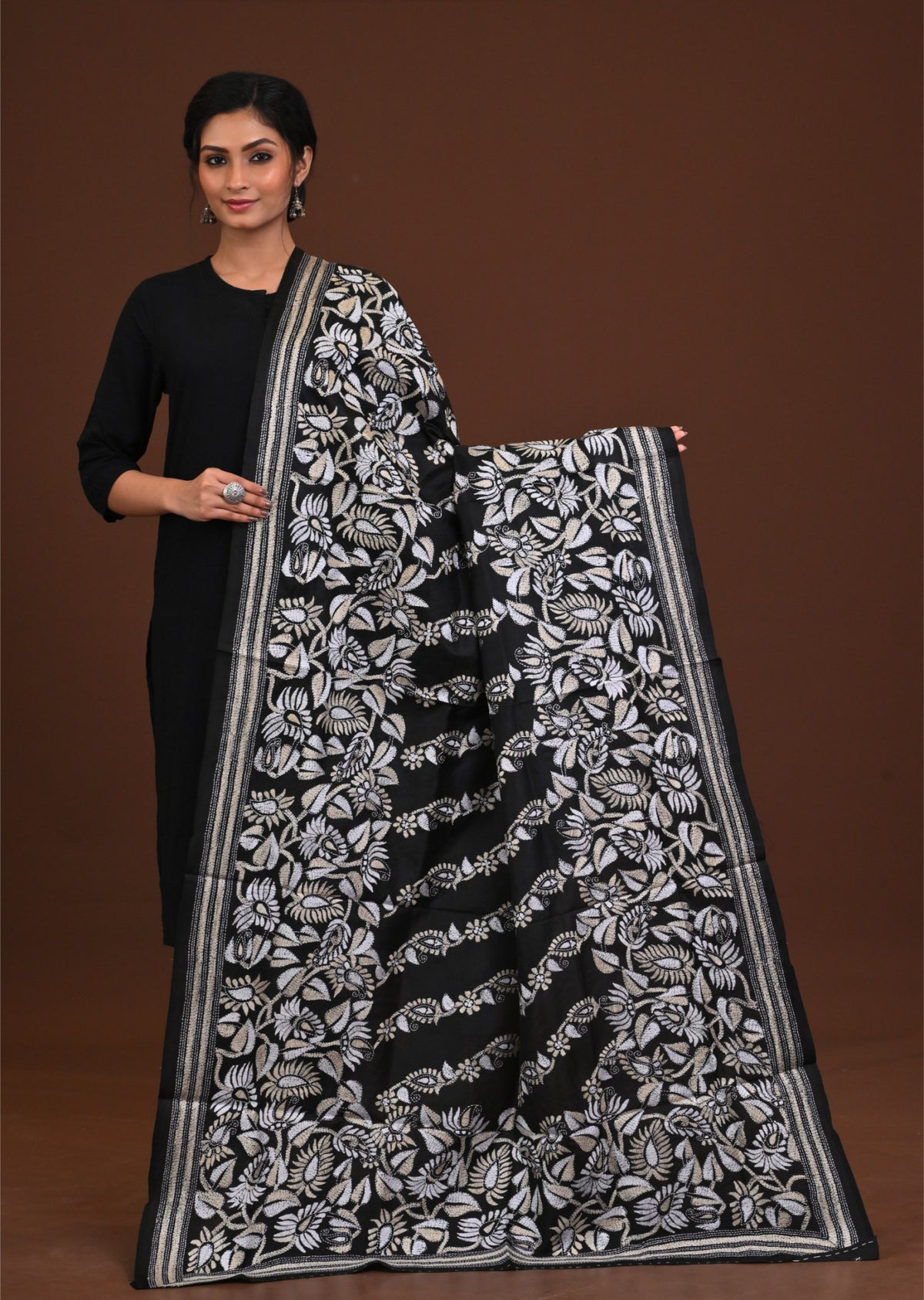 Pure Silk Kantha Dupatta