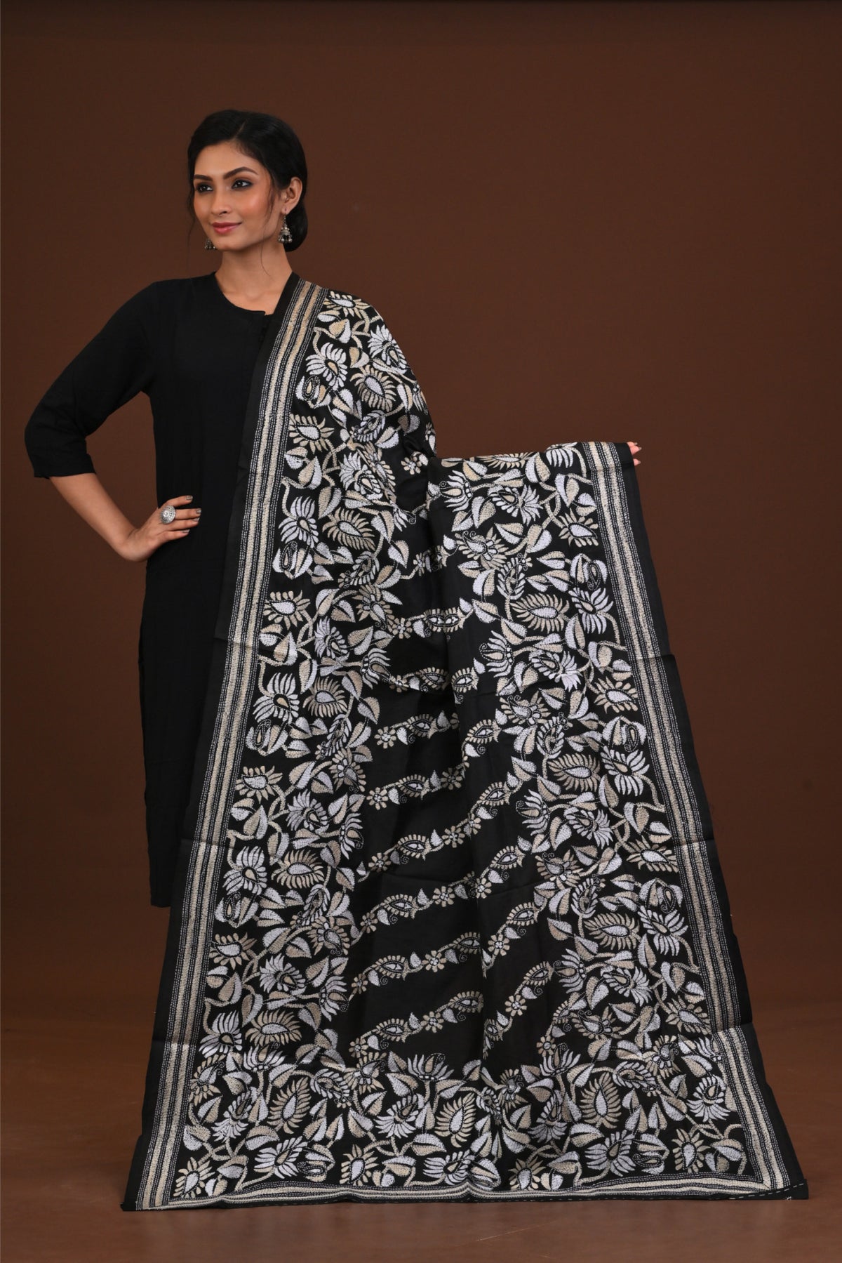 Pure Silk Kantha Dupatta