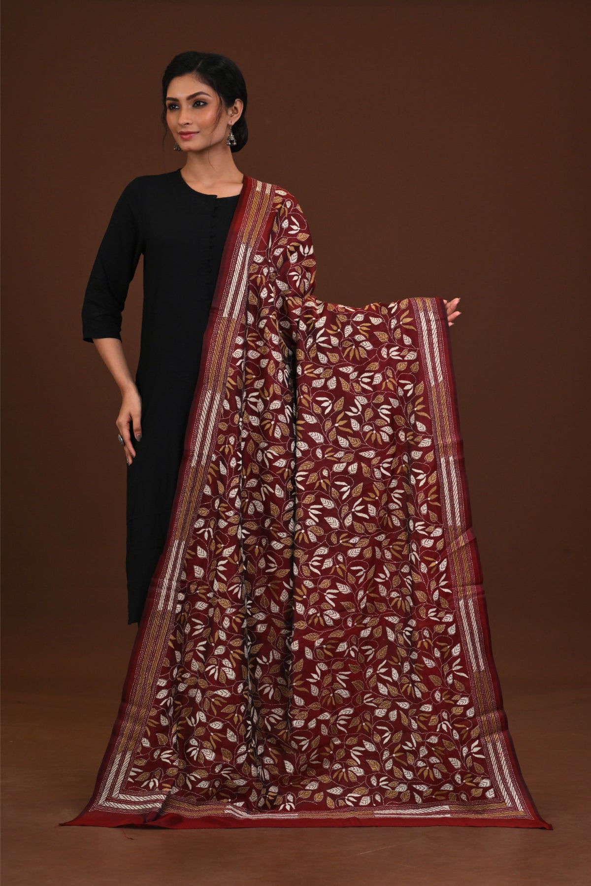 Pure Silk Kantha Dupatta