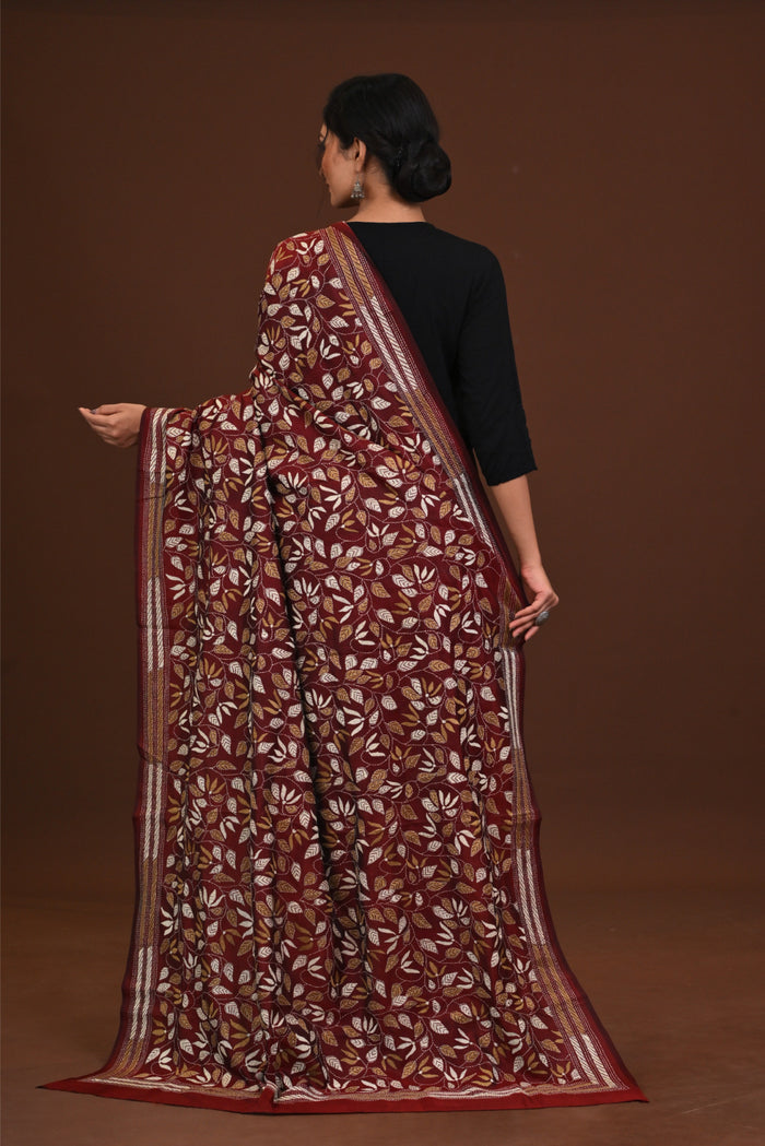 Pure Silk Kantha Dupatta