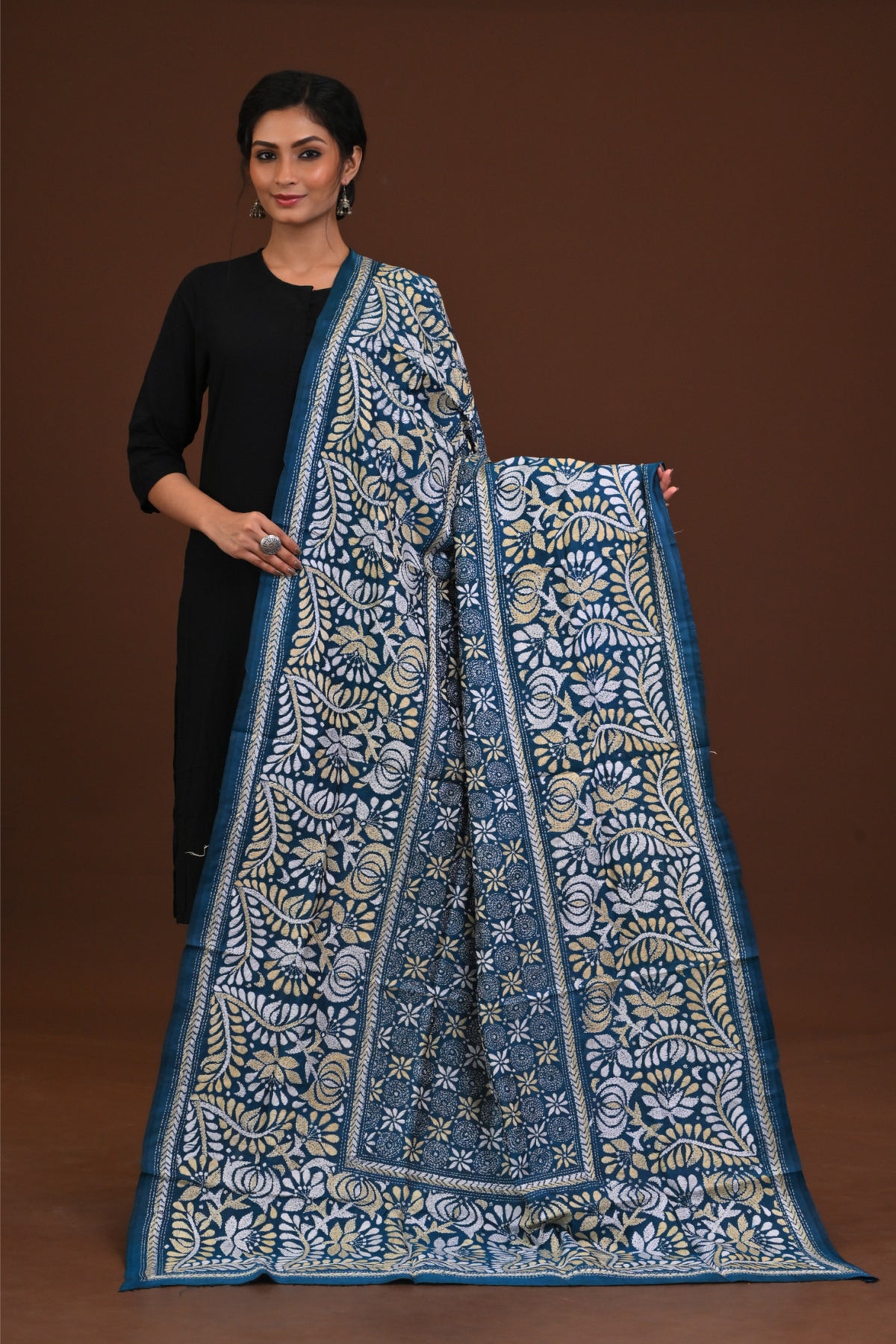 Pure Silk Kantha Dupatta