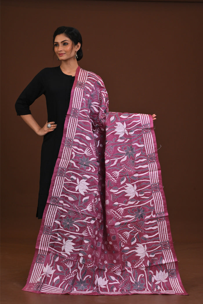 Pure Silk Kantha Dupatta