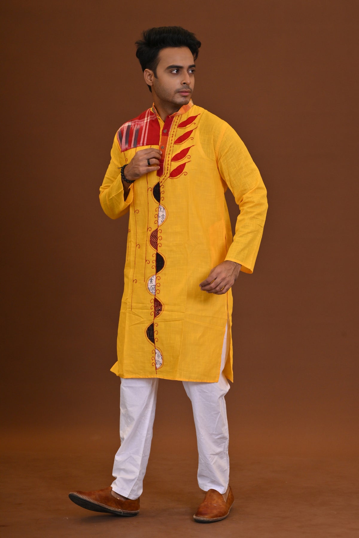Spcl Slub Applique Kurta