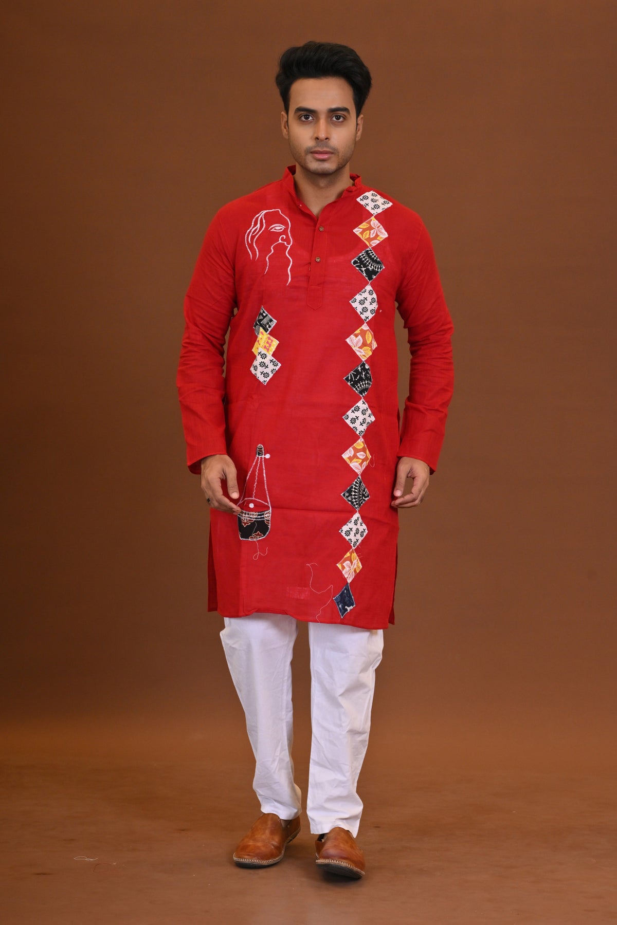 Spcl Slub Applique Kurta
