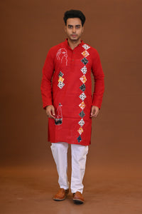 Spcl Slub Applique Kurta