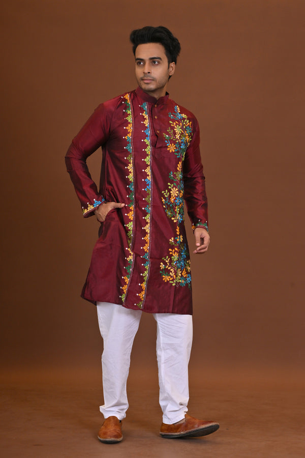 Bangalore Silk Kantha Kurta