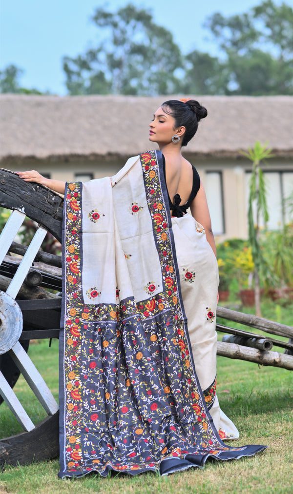 Tussar Dye Parsi Saree