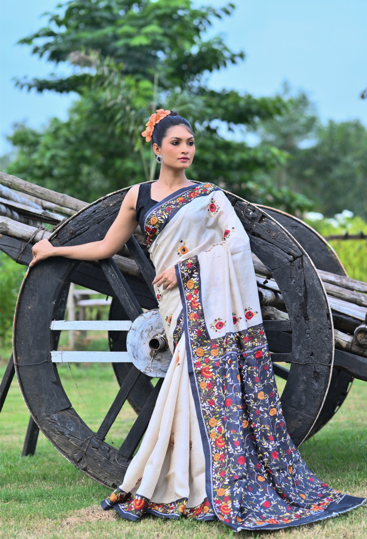 Tussar Dye Parsi Saree