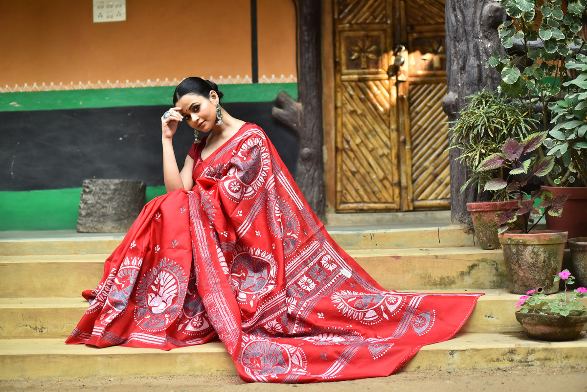 BANGALORE SILK KANTHA SAREE