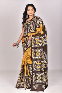 Women's Katan Silk Handbatik Saree With Blouse Piece