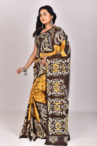 Women's Katan Silk Handbatik Saree With Blouse Piece