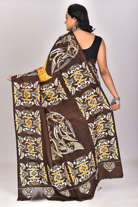 Women's Katan Silk Handbatik Saree With Blouse Piece