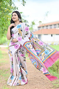 LALITAMBIKA GHICHA DIY HAND PRINT NAKSHI KANTHA SAREE