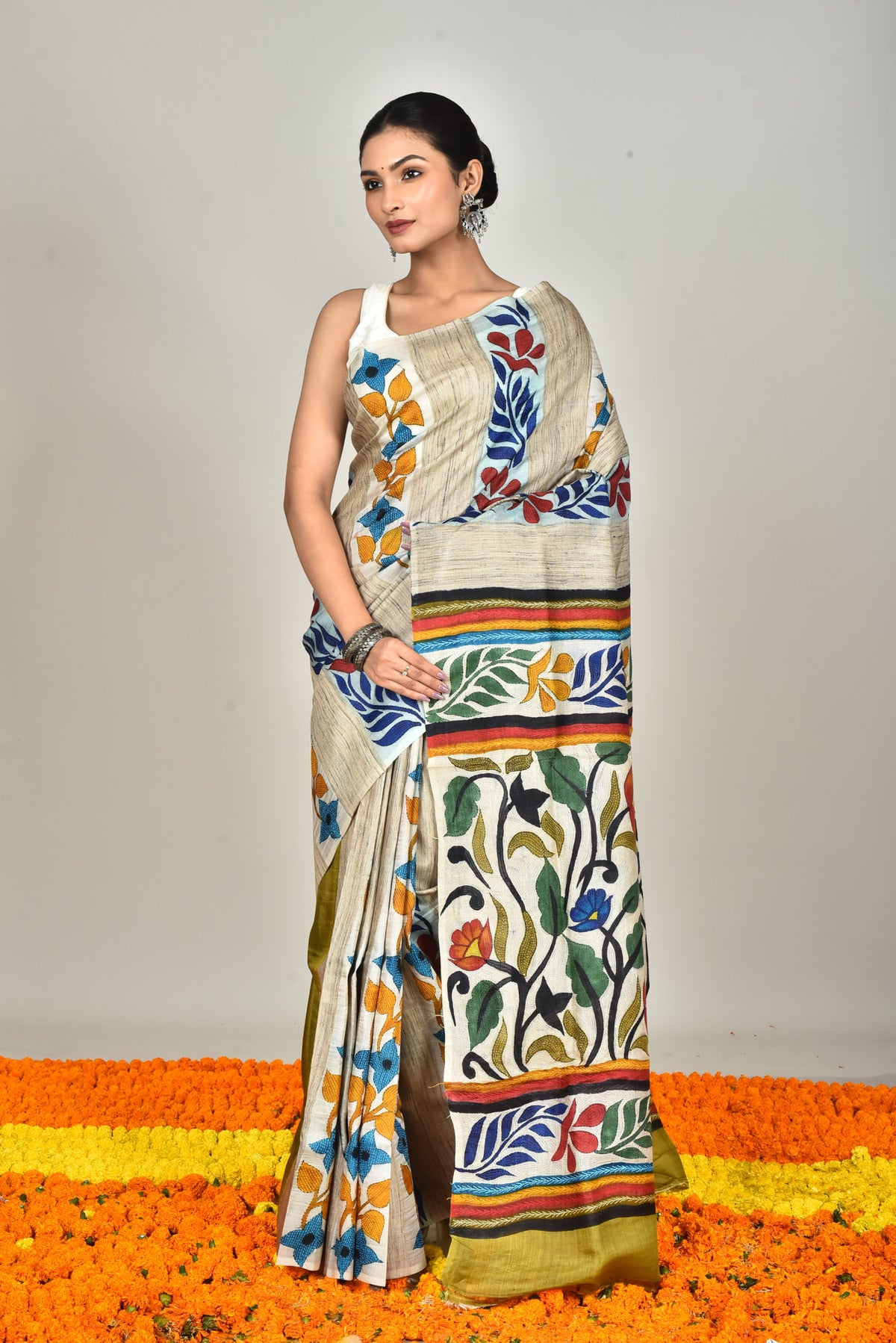 GACHI HAND PRINT JARI SAREE