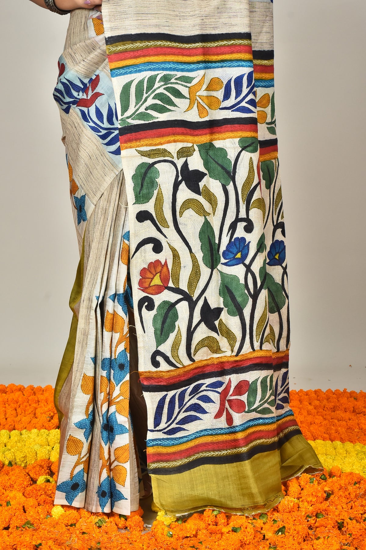 GACHI HAND PRINT JARI SAREE