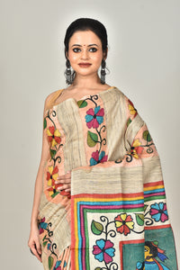 GACHI SILK TUSSAR KANTHA SAREE