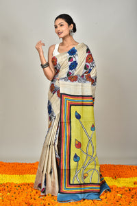GACHI TUSSAR HANDPRINT JARI SAREE