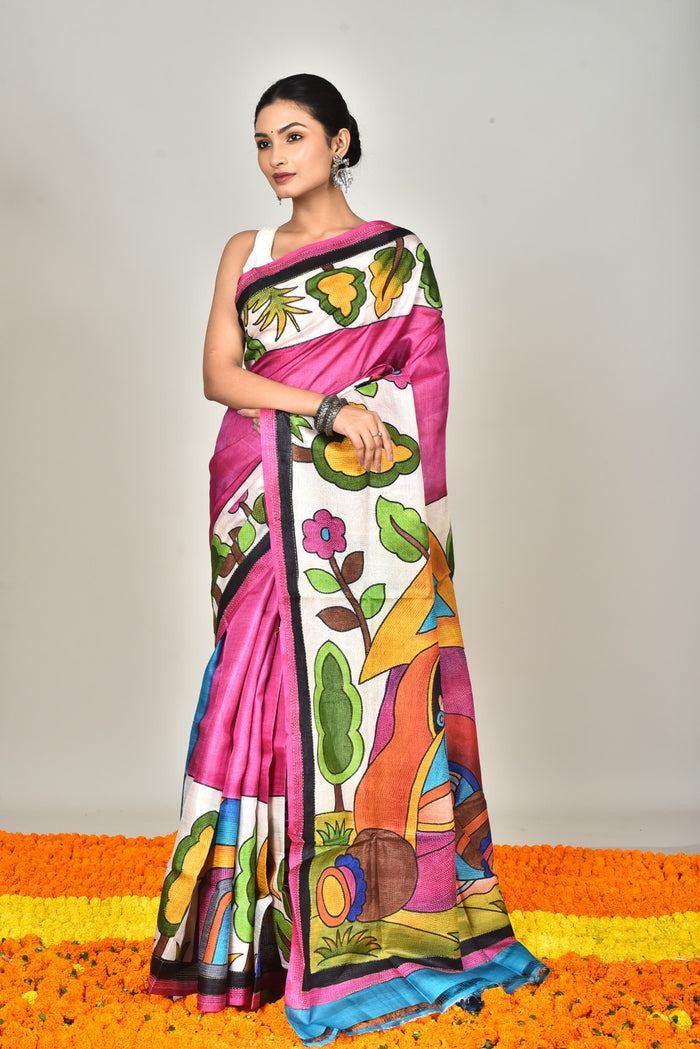 TUSSAR HANDPRINT SAREE