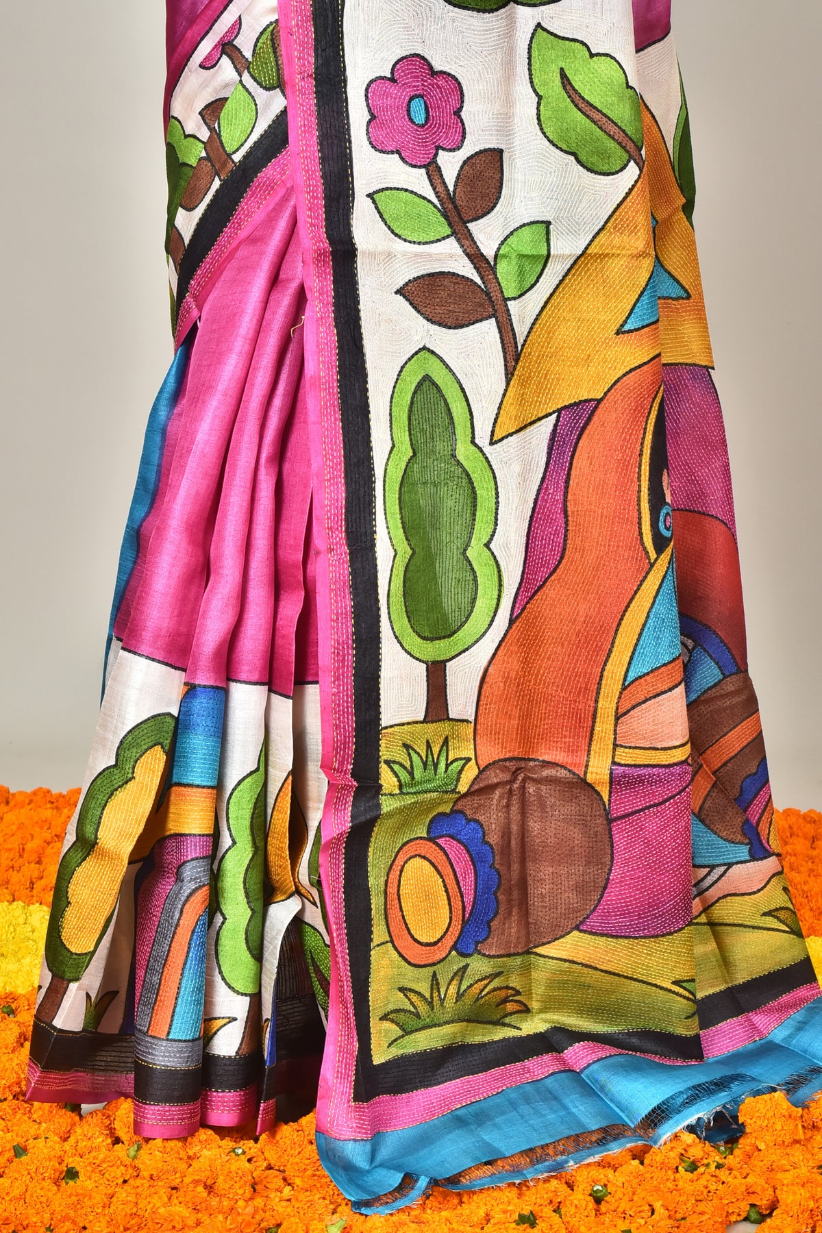 TUSSAR HANDPRINT SAREE