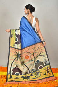 TUSSAR SILK HANDPRINT SAREE