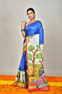 TUSSAR SILK HANDPRINT SAREE