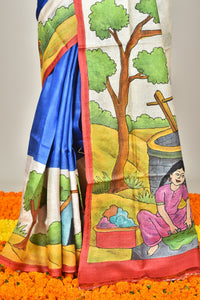 TUSSAR SILK HANDPRINT SAREE