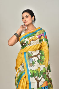 TUSSAR SILK HANDPRINT SAREE