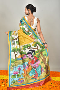 TUSSAR SILK HANDPRINT SAREE