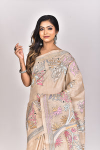GACHI TUSSAR SILK KANTHA SAREE