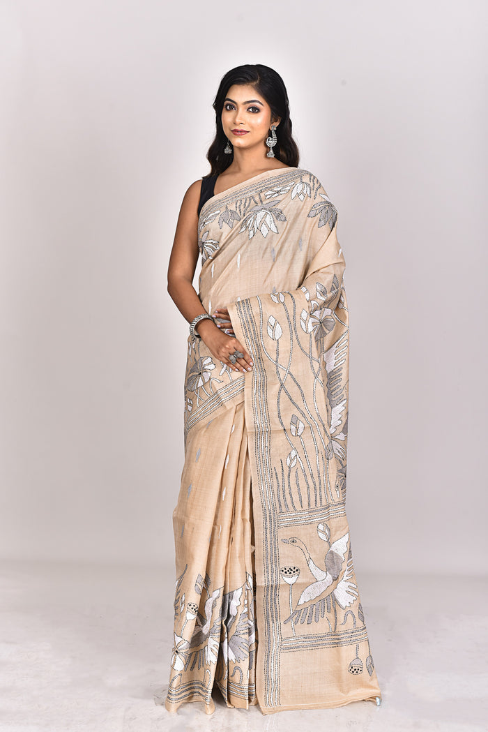 GACHI TUSSAR SILK KANTHA SAREE